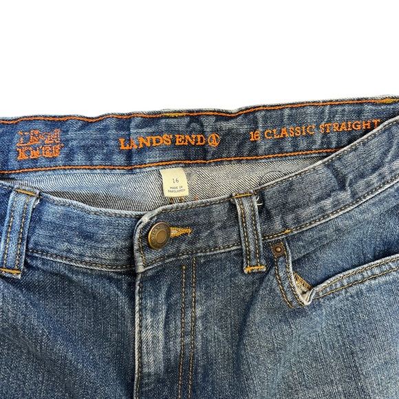 Lands End Jeans Girls Sz 16 Iron Knee Classic Straight Blue Denim - Picture 3 of 8